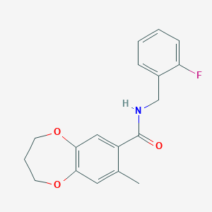 molecular formula C18H18FNO3 B11237922 N-(2-fluorobenzyl)-8-methyl-3,4-dihydro-2H-1,5-benzodioxepine-7-carboxamide 