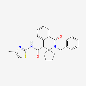 molecular formula C25H25N3O2S B11237926 2'-benzyl-N-(4-methyl-1,3-thiazol-2-yl)-1'-oxo-1',4'-dihydro-2'H-spiro[cyclopentane-1,3'-isoquinoline]-4'-carboxamide 