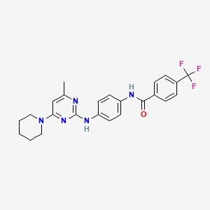 molecular formula C24H24F3N5O B11237929 N-(4-{[4-Methyl-6-(piperidin-1-YL)pyrimidin-2-YL]amino}phenyl)-4-(trifluoromethyl)benzamide 