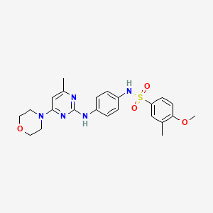 molecular formula C23H27N5O4S B11237937 4-methoxy-3-methyl-N-(4-((4-methyl-6-morpholinopyrimidin-2-yl)amino)phenyl)benzenesulfonamide 