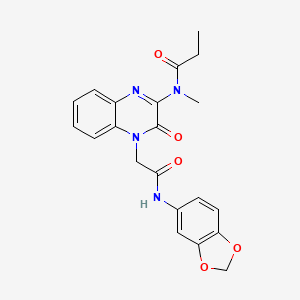 molecular formula C21H20N4O5 B11237941 N-{4-[2-(1,3-benzodioxol-5-ylamino)-2-oxoethyl]-3-oxo-3,4-dihydroquinoxalin-2-yl}-N-methylpropanamide 