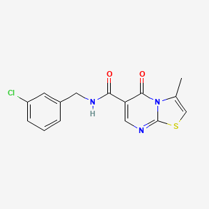 molecular formula C15H12ClN3O2S B11237959 N-(3-chlorobenzyl)-3-methyl-5-oxo-5H-[1,3]thiazolo[3,2-a]pyrimidine-6-carboxamide 