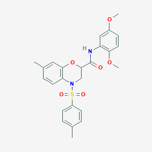 molecular formula C25H26N2O6S B11237979 N-(2,5-dimethoxyphenyl)-7-methyl-4-[(4-methylphenyl)sulfonyl]-3,4-dihydro-2H-1,4-benzoxazine-2-carboxamide 