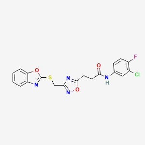 3-{3-[(1,3-benzoxazol-2-ylsulfanyl)methyl]-1,2,4-oxadiazol-5-yl}-N-(3-chloro-4-fluorophenyl)propanamide