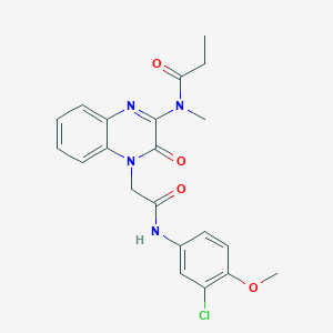 N-(4-{2-[(3-chloro-4-methoxyphenyl)amino]-2-oxoethyl}-3-oxo-3,4-dihydroquinoxalin-2-yl)-N-methylpropanamide