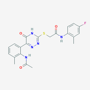 2-({6-[2-(acetylamino)-3-methylphenyl]-5-oxo-2,5-dihydro-1,2,4-triazin-3-yl}sulfanyl)-N-(4-fluoro-2-methylphenyl)acetamide