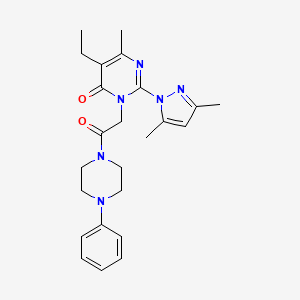 2-(3,5-dimethyl-1H-pyrazol-1-yl)-5-ethyl-6-methyl-3-(2-oxo-2-(4-phenylpiperazin-1-yl)ethyl)pyrimidin-4(3H)-one