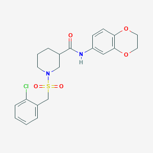 molecular formula C21H23ClN2O5S B11238057 1-[(2-chlorobenzyl)sulfonyl]-N-(2,3-dihydro-1,4-benzodioxin-6-yl)piperidine-3-carboxamide 