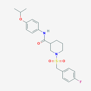 molecular formula C22H27FN2O4S B11238076 1-[(4-fluorobenzyl)sulfonyl]-N-[4-(propan-2-yloxy)phenyl]piperidine-3-carboxamide 