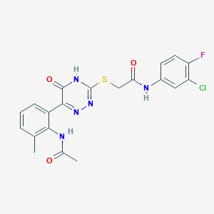 2-({6-[2-(acetylamino)-3-methylphenyl]-5-oxo-2,5-dihydro-1,2,4-triazin-3-yl}sulfanyl)-N-(3-chloro-4-fluorophenyl)acetamide