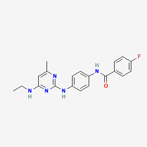 molecular formula C20H20FN5O B11238120 N-(4-{[4-(ethylamino)-6-methylpyrimidin-2-yl]amino}phenyl)-4-fluorobenzamide 