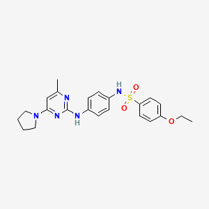 molecular formula C23H27N5O3S B11238133 4-ethoxy-N-(4-((4-methyl-6-(pyrrolidin-1-yl)pyrimidin-2-yl)amino)phenyl)benzenesulfonamide 