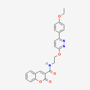 molecular formula C24H21N3O5 B11238166 N-(2-((6-(4-ethoxyphenyl)pyridazin-3-yl)oxy)ethyl)-2-oxo-2H-chromene-3-carboxamide 