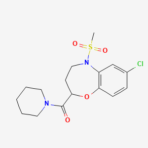 molecular formula C16H21ClN2O4S B11238168 [7-Chloro-5-(methylsulfonyl)-2,3,4,5-tetrahydro-1,5-benzoxazepin-2-yl](piperidin-1-yl)methanone 