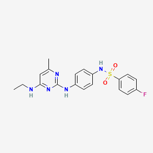 molecular formula C19H20FN5O2S B11238177 N-(4-((4-(ethylamino)-6-methylpyrimidin-2-yl)amino)phenyl)-4-fluorobenzenesulfonamide 