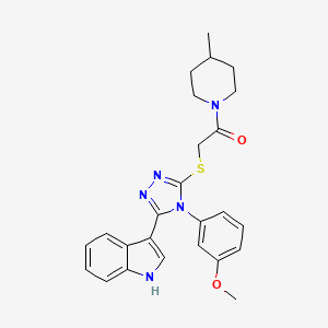 molecular formula C25H27N5O2S B11238185 2-((5-(1H-indol-3-yl)-4-(3-methoxyphenyl)-4H-1,2,4-triazol-3-yl)thio)-1-(4-methylpiperidin-1-yl)ethanone 