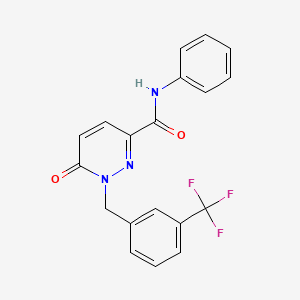 molecular formula C19H14F3N3O2 B11238194 6-oxo-N-phenyl-1-(3-(trifluoromethyl)benzyl)-1,6-dihydropyridazine-3-carboxamide 