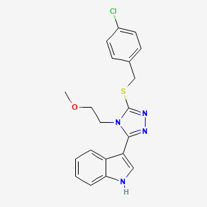 molecular formula C20H19ClN4OS B11238195 3-(5-((4-chlorobenzyl)thio)-4-(2-methoxyethyl)-4H-1,2,4-triazol-3-yl)-1H-indole 