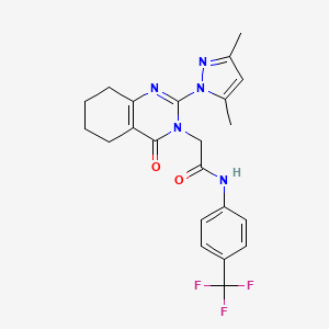 molecular formula C22H22F3N5O2 B11238223 2-(2-(3,5-dimethyl-1H-pyrazol-1-yl)-4-oxo-5,6,7,8-tetrahydroquinazolin-3(4H)-yl)-N-(4-(trifluoromethyl)phenyl)acetamide 