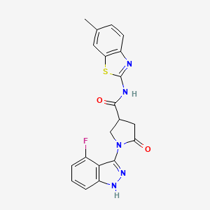 molecular formula C20H16FN5O2S B11238231 1-(4-fluoro-1H-indazol-3-yl)-N-(6-methyl-1,3-benzothiazol-2-yl)-5-oxopyrrolidine-3-carboxamide 