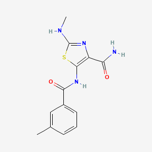 molecular formula C13H14N4O2S B11238247 2-(Methylamino)-5-{[(3-methylphenyl)carbonyl]amino}-1,3-thiazole-4-carboxamide 