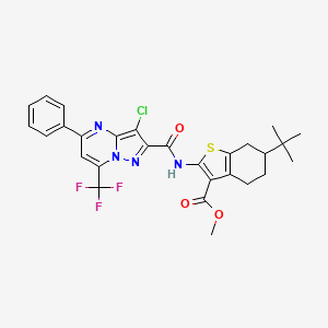 Methyl 6-tert-butyl-2-({[3-chloro-5-phenyl-7-(trifluoromethyl)pyrazolo[1,5-a]pyrimidin-2-yl]carbonyl}amino)-4,5,6,7-tetrahydro-1-benzothiophene-3-carboxylate