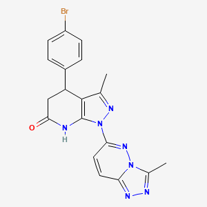 molecular formula C19H16BrN7O B11238289 4-(4-bromophenyl)-3-methyl-1-(3-methyl[1,2,4]triazolo[4,3-b]pyridazin-6-yl)-4,5-dihydro-1H-pyrazolo[3,4-b]pyridin-6-ol 