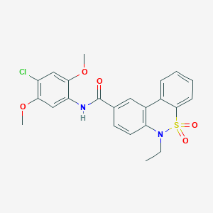 molecular formula C23H21ClN2O5S B11238338 N-(4-chloro-2,5-dimethoxyphenyl)-6-ethyl-6H-dibenzo[c,e][1,2]thiazine-9-carboxamide 5,5-dioxide 