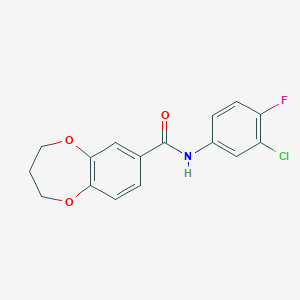 molecular formula C16H13ClFNO3 B11238345 N-(3-chloro-4-fluorophenyl)-3,4-dihydro-2H-1,5-benzodioxepine-7-carboxamide 