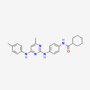 molecular formula C25H29N5O B11238346 N-[4-({4-methyl-6-[(4-methylphenyl)amino]pyrimidin-2-yl}amino)phenyl]cyclohexanecarboxamide 