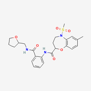 7-methyl-5-(methylsulfonyl)-N-{2-[(tetrahydrofuran-2-ylmethyl)carbamoyl]phenyl}-2,3,4,5-tetrahydro-1,5-benzoxazepine-2-carboxamide