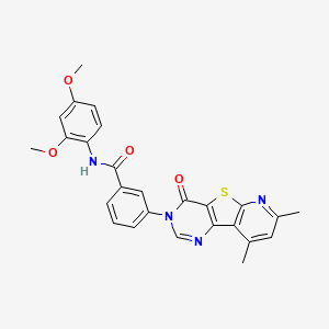 molecular formula C26H22N4O4S B11238415 N-(2,4-dimethoxyphenyl)-3-(11,13-dimethyl-6-oxo-8-thia-3,5,10-triazatricyclo[7.4.0.02,7]trideca-1(9),2(7),3,10,12-pentaen-5-yl)benzamide 