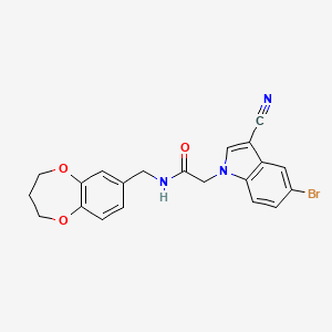 molecular formula C21H18BrN3O3 B11238441 2-(5-bromo-3-cyano-1H-indol-1-yl)-N-(3,4-dihydro-2H-1,5-benzodioxepin-7-ylmethyl)acetamide 