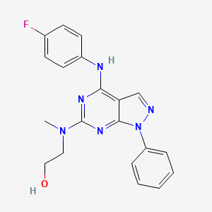 2-[{4-[(4-fluorophenyl)amino]-1-phenyl-1H-pyrazolo[3,4-d]pyrimidin-6-yl}(methyl)amino]ethanol