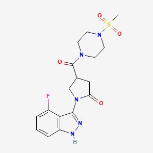 molecular formula C17H20FN5O4S B11238514 1-(4-fluoro-1H-indazol-3-yl)-4-{[4-(methylsulfonyl)piperazino]carbonyl}-2-pyrrolidinone 