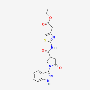 molecular formula C19H19N5O4S B11238515 ethyl [2-({[1-(1H-indazol-3-yl)-5-oxopyrrolidin-3-yl]carbonyl}amino)-1,3-thiazol-4-yl]acetate 