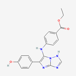 molecular formula C19H17N5O3 B11238539 ethyl 4-{[5-(4-hydroxyphenyl)-3H-imidazo[1,2-b][1,2,4]triazol-6-yl]amino}benzoate 