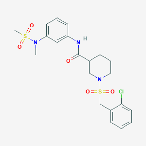 molecular formula C21H26ClN3O5S2 B11238563 1-[(2-chlorobenzyl)sulfonyl]-N-{3-[methyl(methylsulfonyl)amino]phenyl}piperidine-3-carboxamide 