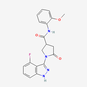 molecular formula C19H17FN4O3 B11238659 1-(4-fluoro-1H-indazol-3-yl)-N-(2-methoxyphenyl)-5-oxopyrrolidine-3-carboxamide 