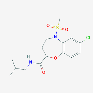 molecular formula C15H21ClN2O4S B11238667 7-chloro-N-(2-methylpropyl)-5-(methylsulfonyl)-2,3,4,5-tetrahydro-1,5-benzoxazepine-2-carboxamide 