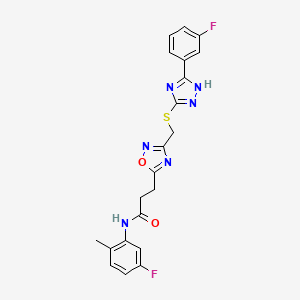 N-(5-fluoro-2-methylphenyl)-3-[3-({[5-(3-fluorophenyl)-4H-1,2,4-triazol-3-yl]sulfanyl}methyl)-1,2,4-oxadiazol-5-yl]propanamide