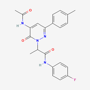 molecular formula C22H21FN4O3 B11238694 2-[5-(acetylamino)-3-(4-methylphenyl)-6-oxopyridazin-1(6H)-yl]-N-(4-fluorophenyl)propanamide 