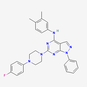 molecular formula C29H28FN7 B11238759 N-(3,4-dimethylphenyl)-6-[4-(4-fluorophenyl)piperazin-1-yl]-1-phenyl-1H-pyrazolo[3,4-d]pyrimidin-4-amine 