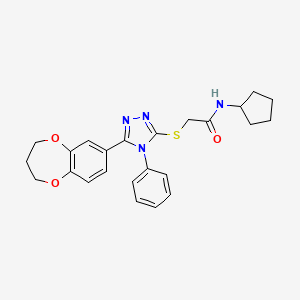 molecular formula C24H26N4O3S B11238779 N-cyclopentyl-2-{[5-(3,4-dihydro-2H-1,5-benzodioxepin-7-yl)-4-phenyl-4H-1,2,4-triazol-3-yl]sulfanyl}acetamide 