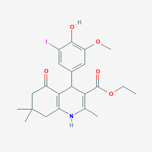 molecular formula C22H26INO5 B11238795 Ethyl 4-(4-hydroxy-3-iodo-5-methoxyphenyl)-2,7,7-trimethyl-5-oxo-1,4,5,6,7,8-hexahydroquinoline-3-carboxylate 