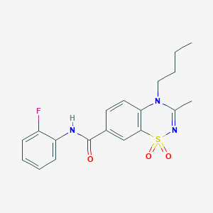 molecular formula C19H20FN3O3S B11238818 4-butyl-N-(2-fluorophenyl)-3-methyl-4H-1,2,4-benzothiadiazine-7-carboxamide 1,1-dioxide 