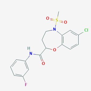 7-chloro-N-(3-fluorophenyl)-5-(methylsulfonyl)-2,3,4,5-tetrahydro-1,5-benzoxazepine-2-carboxamide