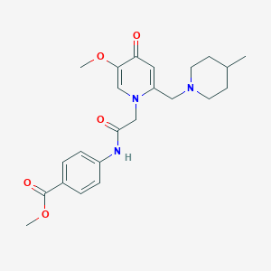 molecular formula C23H29N3O5 B11238860 methyl 4-(2-(5-methoxy-2-((4-methylpiperidin-1-yl)methyl)-4-oxopyridin-1(4H)-yl)acetamido)benzoate 