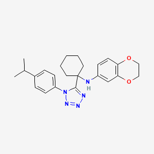 molecular formula C24H29N5O2 B11238877 N-(1-{1-[4-(propan-2-yl)phenyl]-1H-tetrazol-5-yl}cyclohexyl)-2,3-dihydro-1,4-benzodioxin-6-amine 