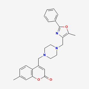 7-methyl-4-({4-[(5-methyl-2-phenyl-1,3-oxazol-4-yl)methyl]piperazin-1-yl}methyl)-2H-chromen-2-one